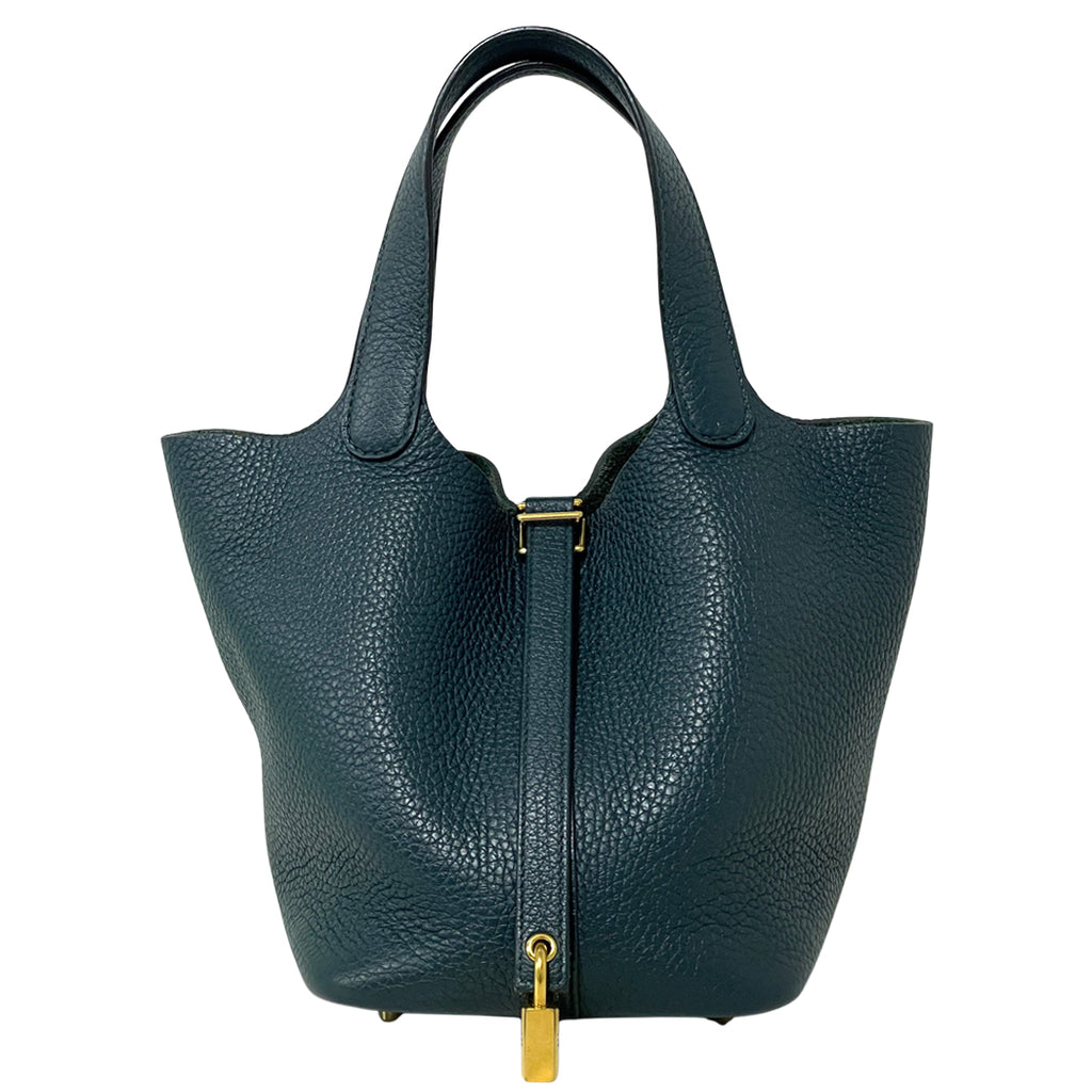 HERMES エルメス ピコタンロックPM トリヨンクレマンス ハンドバッグ レディース ヴェールシプレ ダークグリーン ゴールド金具 Y刻印 中古