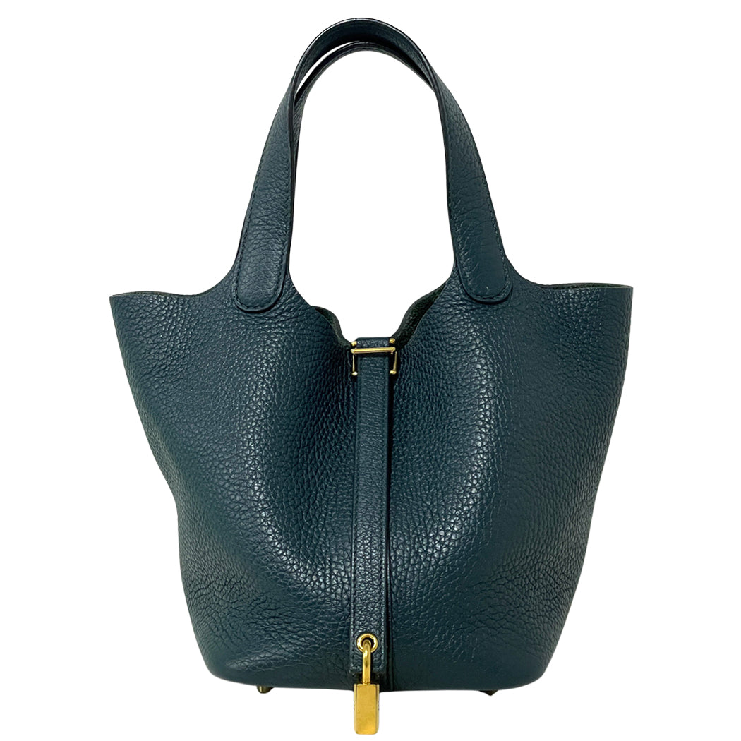 HERMES エルメス ピコタンロックPM トリヨンクレマンス ハンドバッグ レディース ヴェールシプレ ダークグリーン ゴールド金具 Y刻印 中古