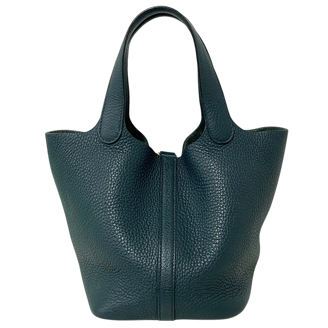 HERMES エルメス ピコタンロックPM トリヨンクレマンス ハンドバッグ レディース ヴェールシプレ ダークグリーン ゴールド金具 Y刻印 中古
