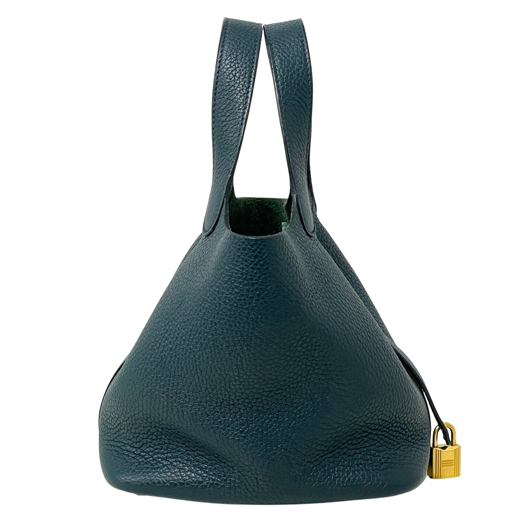 HERMES エルメス ピコタンロックPM トリヨンクレマンス ハンドバッグ レディース ヴェールシプレ ダークグリーン ゴールド金具 Y刻印 中古