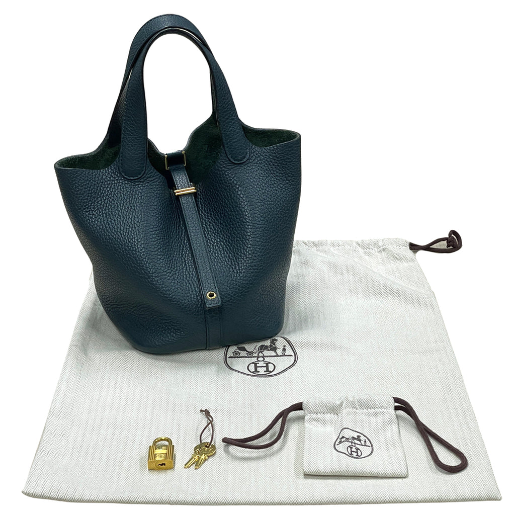 HERMES エルメス ピコタンロックPM トリヨンクレマンス ハンドバッグ レディース ヴェールシプレ ダークグリーン ゴールド金具 Y刻印 中古