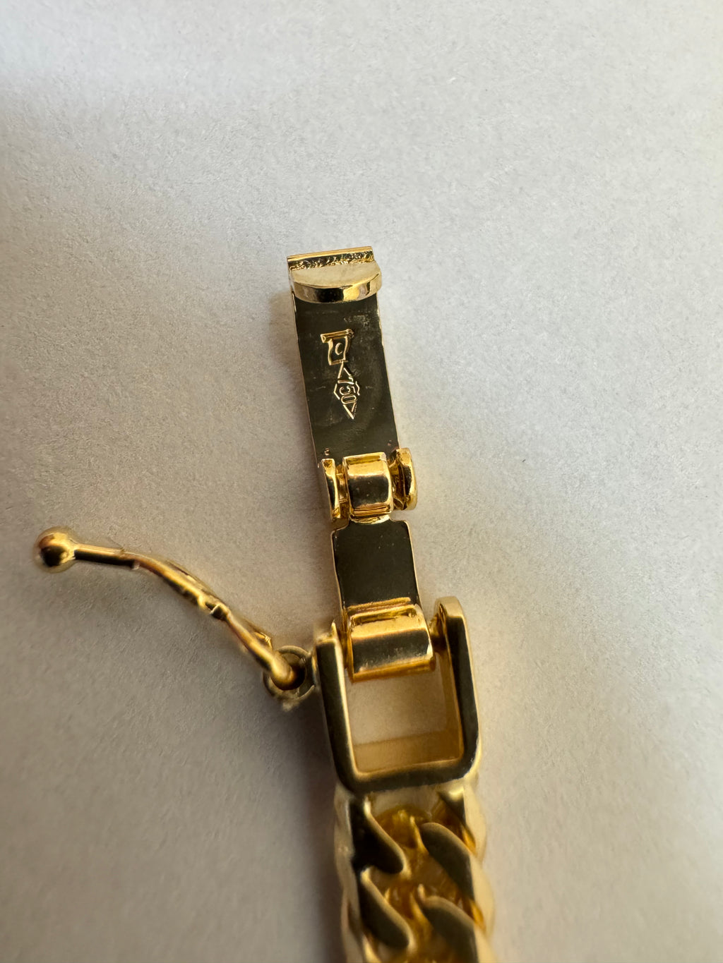 18金ブレスレット K18 6面W喜平チェーン 日本製 検定印 10g 18cm 中留め