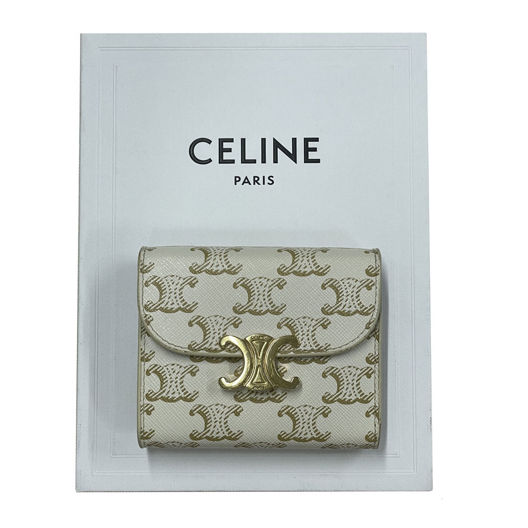 CELINE セリーヌ スモール フラップウォレット トリオンフ 三つ折り財布 ミニウォレット レディース 中古