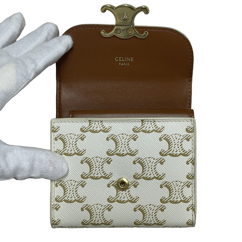 CELINE セリーヌ スモール フラップウォレット トリオンフ 三つ折り財布 ミニウォレット レディース 中古