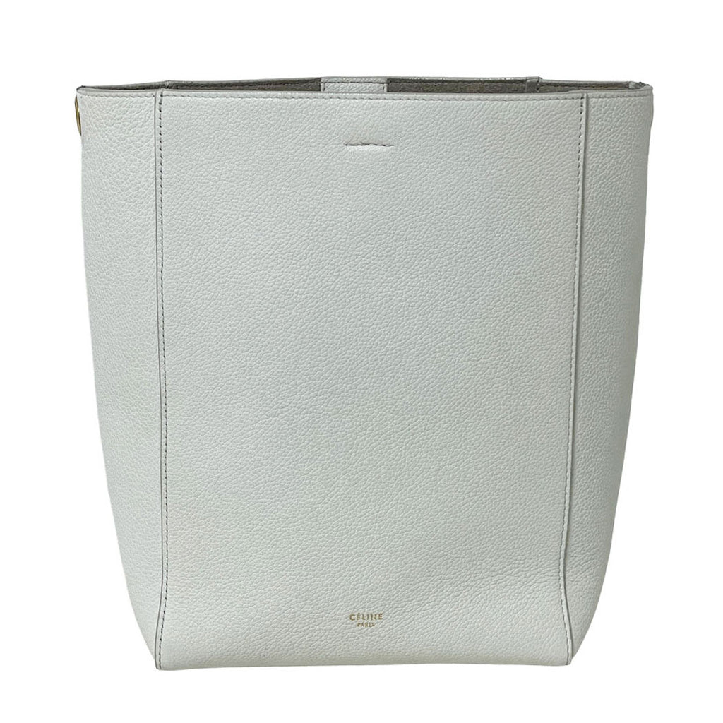 CELINE セリーヌ  サングル バケットバッグ ホワイト レザー ショルダーバッグ ハンドバッグ レディース 中古