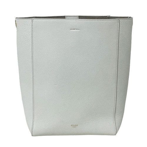 CELINE セリーヌ  サングル バケットバッグ ホワイト レザー ショルダーバッグ ハンドバッグ レディース 中古