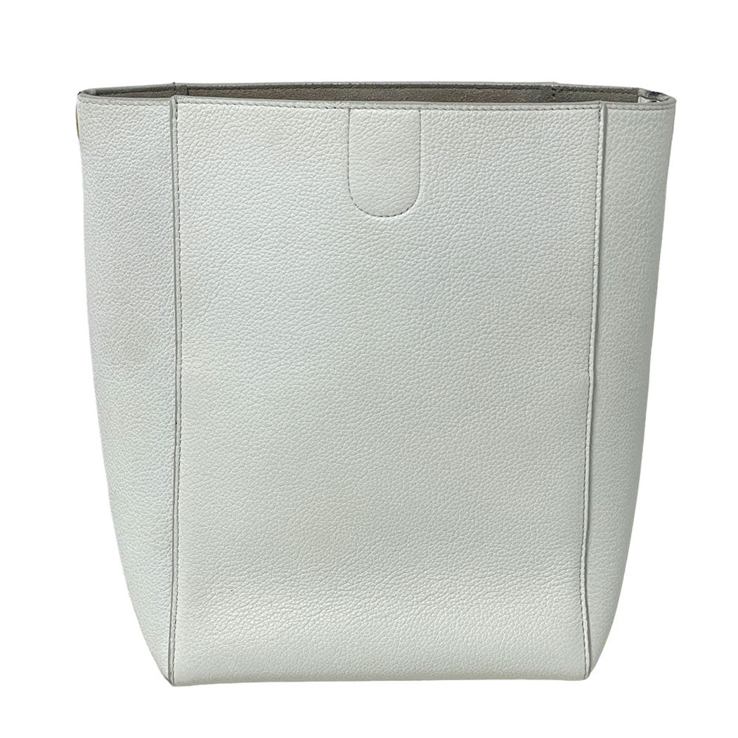 CELINE セリーヌ  サングル バケットバッグ ホワイト レザー ショルダーバッグ ハンドバッグ レディース 中古