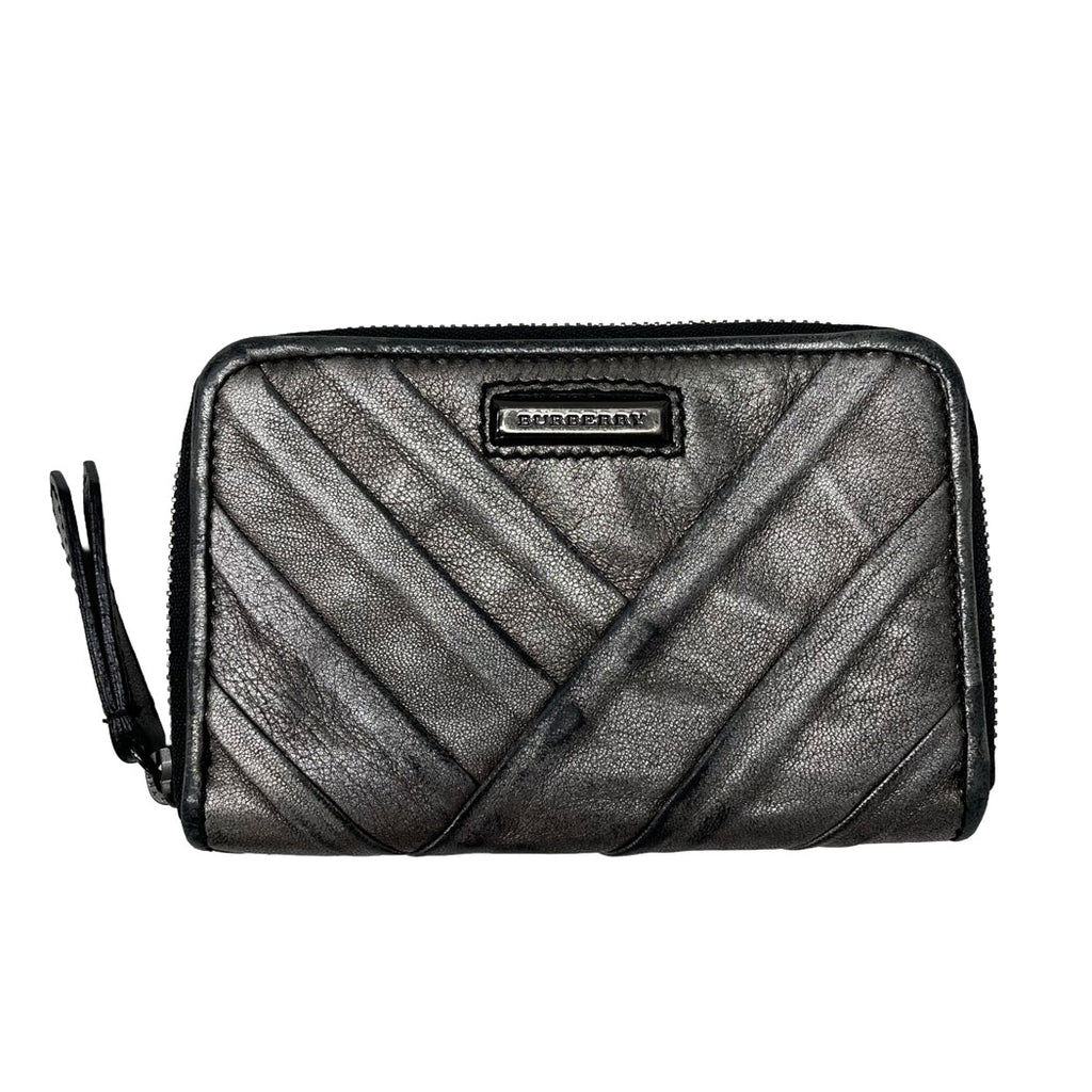 BURBERRY バーバリー コインケース レザー 小銭入れ ミニウォレット コンパクト財布 グレー 中古