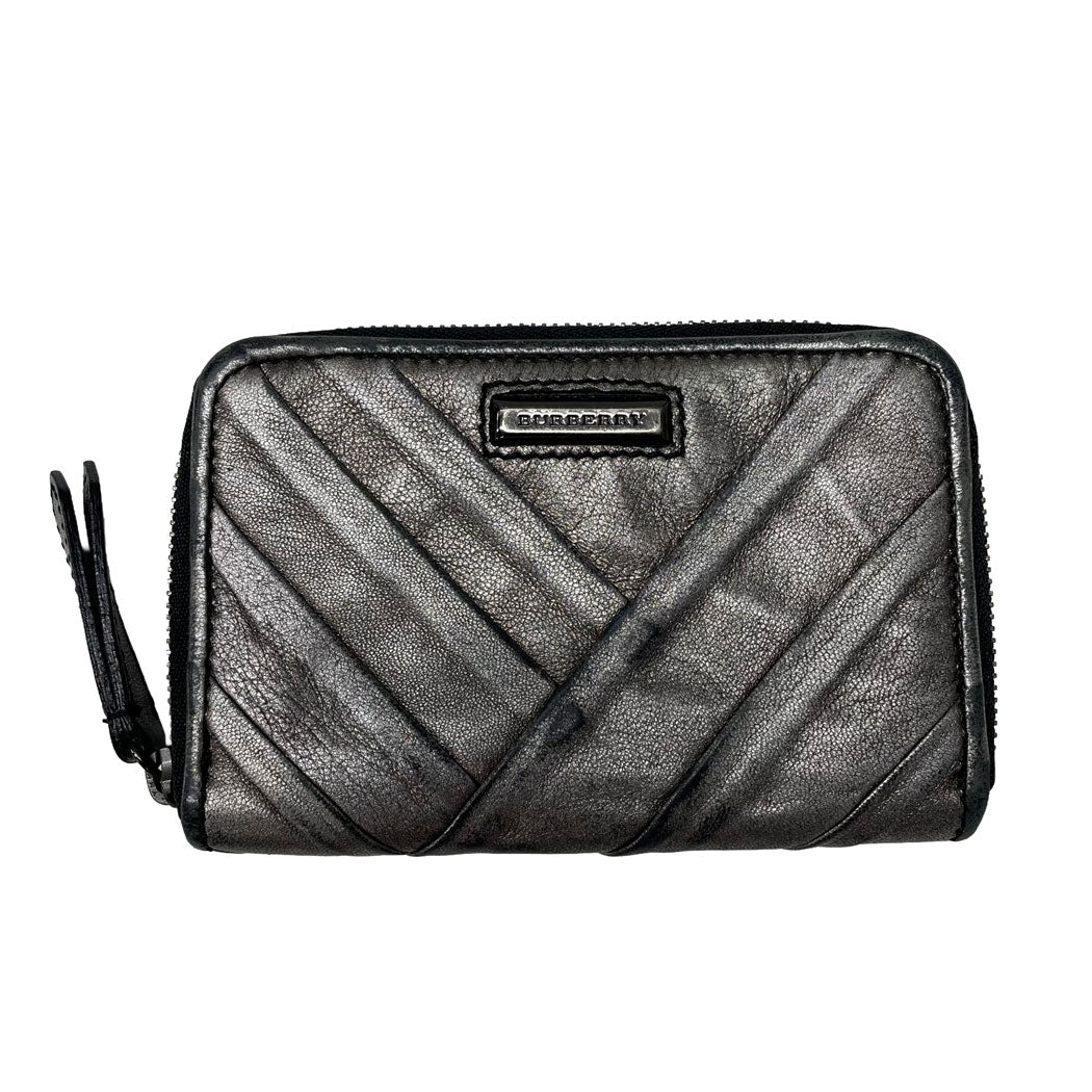BURBERRY バーバリー コインケース レザー 小銭入れ ミニウォレット コンパクト財布 グレー 中古