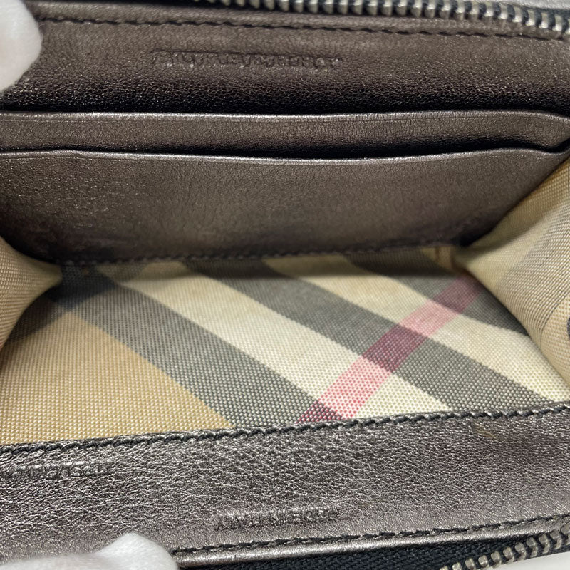 BURBERRY バーバリー コインケース レザー 小銭入れ ミニウォレット コンパクト財布 グレー 中古