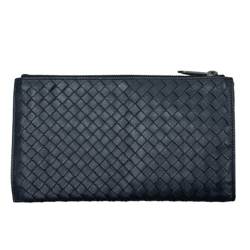 BOTTEGA VENETA ボッテガヴェネタ イントレチャート ファスナーポーチ レザー ブラック 黒/赤 クラッチバッグ 中古