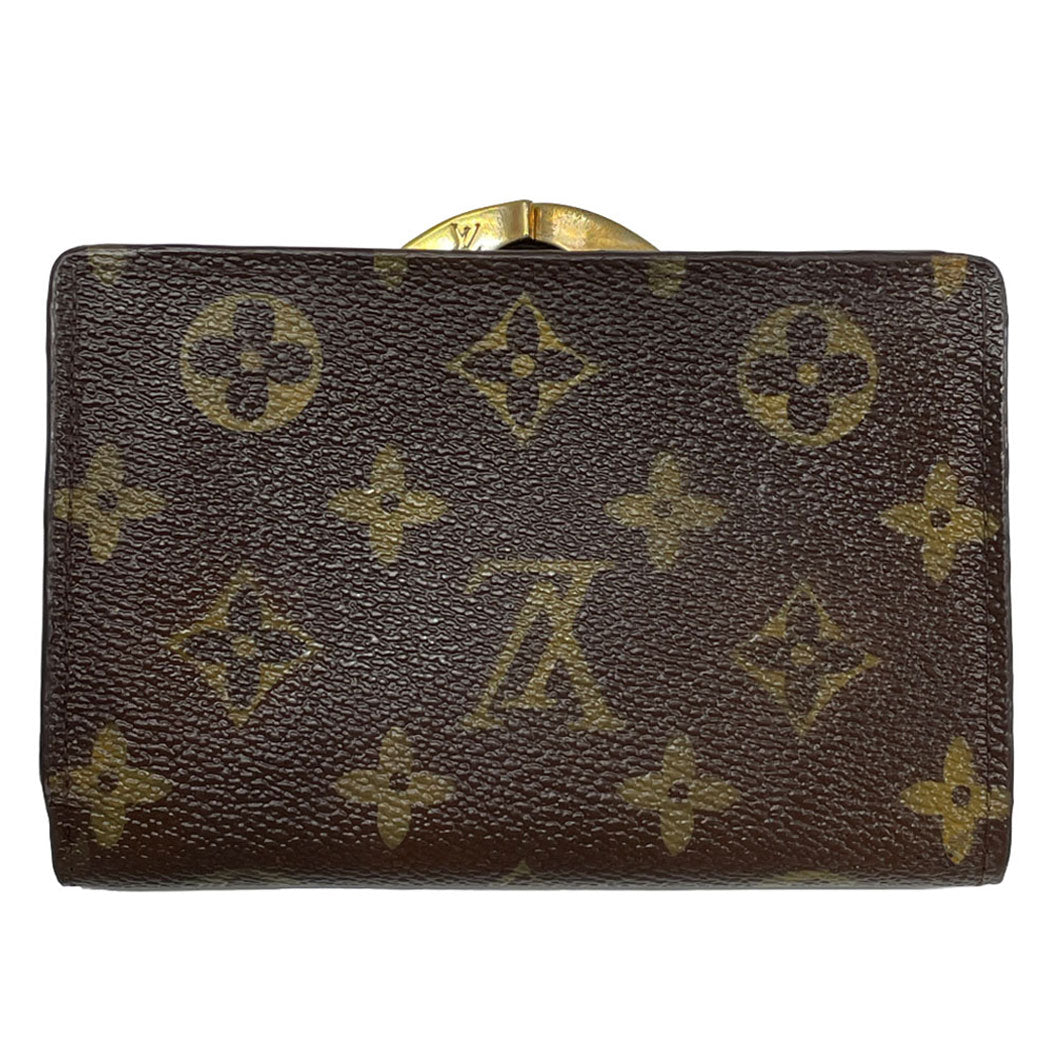 LOUIS VUITTON ルイヴィトン ポルトフォイユ ヴィエノワ モノグラム 二つ折り財布 M61663 ブラウン PVC レザー レディース 中古