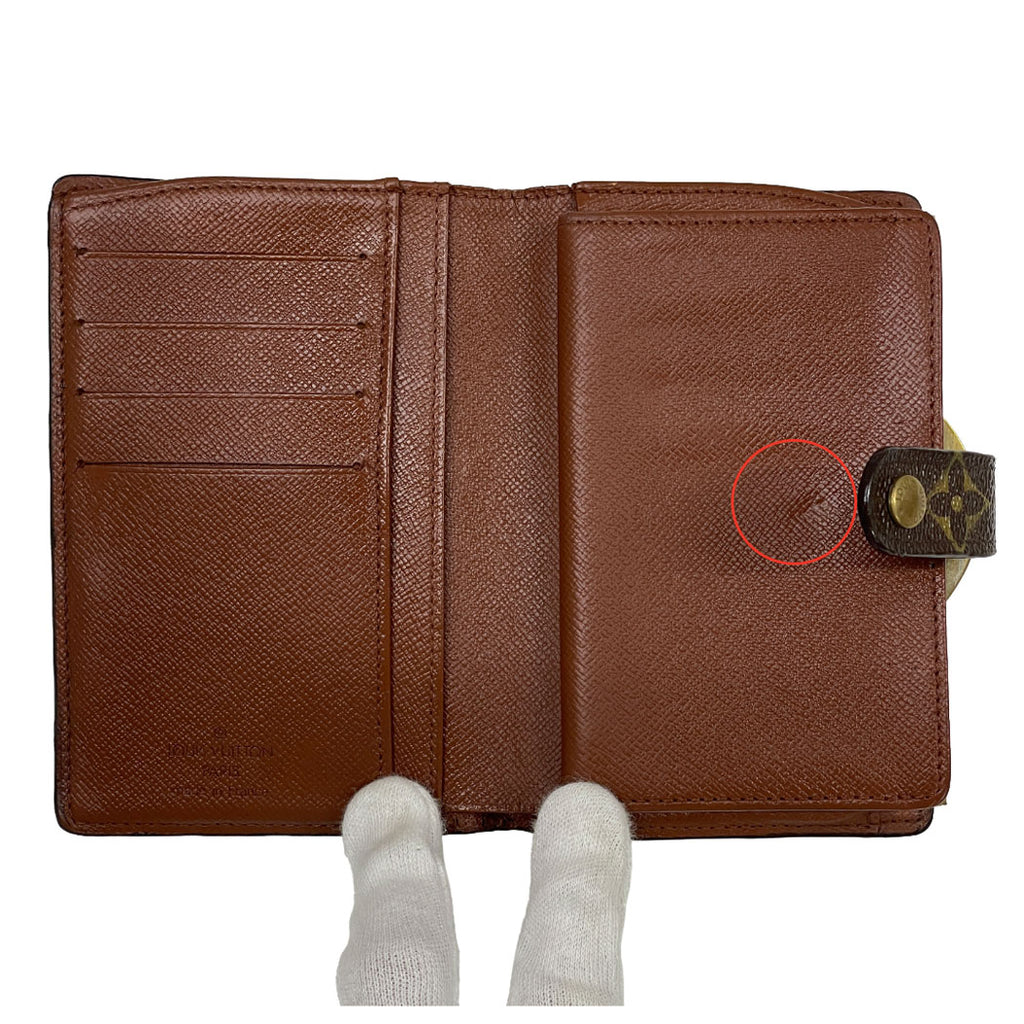 LOUIS VUITTON ルイヴィトン ポルトフォイユ ヴィエノワ モノグラム 二つ折り財布 M61663 ブラウン PVC レザー レディース 中古
