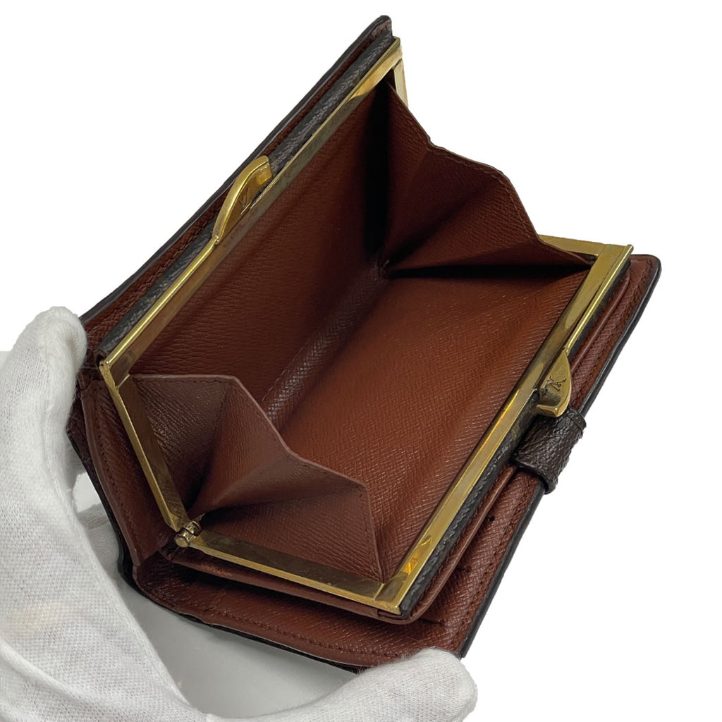 LOUIS VUITTON ルイヴィトン ポルトフォイユ ヴィエノワ モノグラム 二つ折り財布 M61663 ブラウン PVC レザー レディース 中古