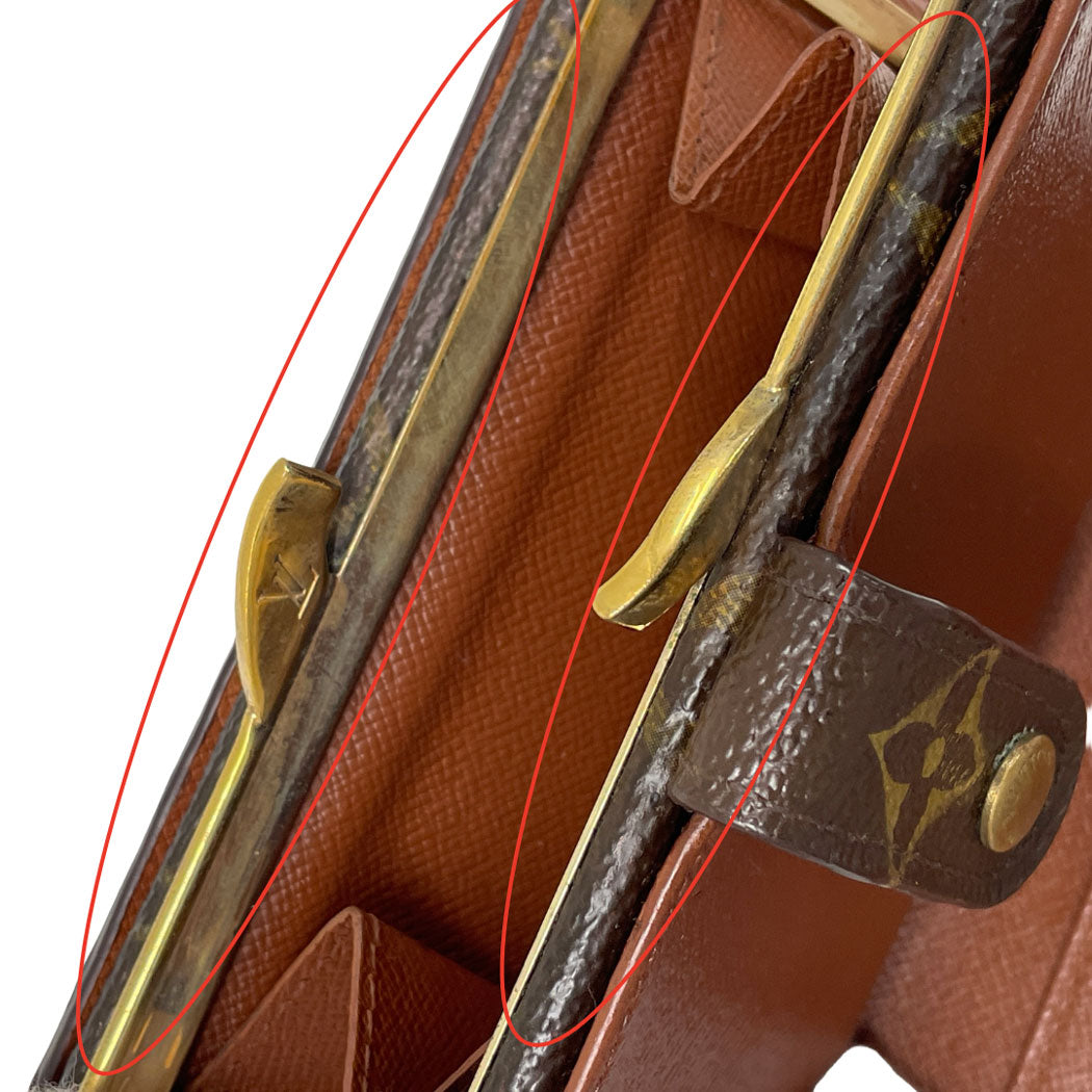 LOUIS VUITTON ルイヴィトン ポルトフォイユ ヴィエノワ モノグラム 二つ折り財布 M61663 ブラウン PVC レザー レディース 中古