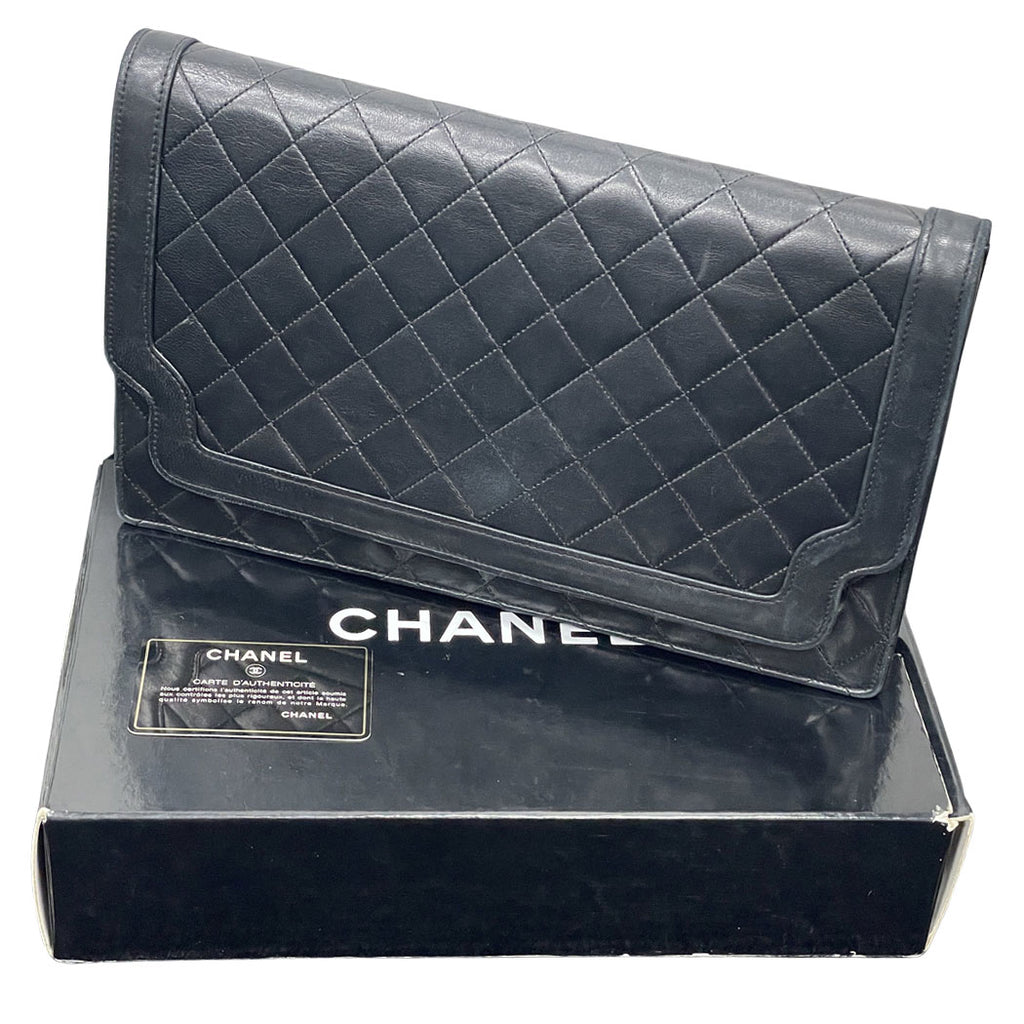 CHANEL シャネル マトラッセ クラッチバッグ ブラック 中古