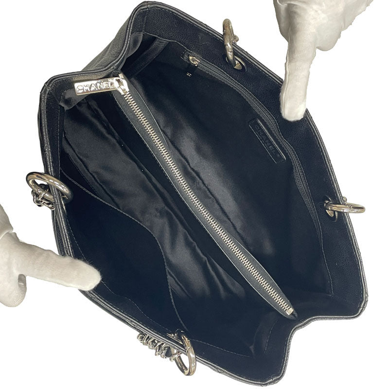 CHANEL シャネル GST チェーントートバッグ キャビアスキン ブラック シルバー金具 A50995 レイーディス 中古