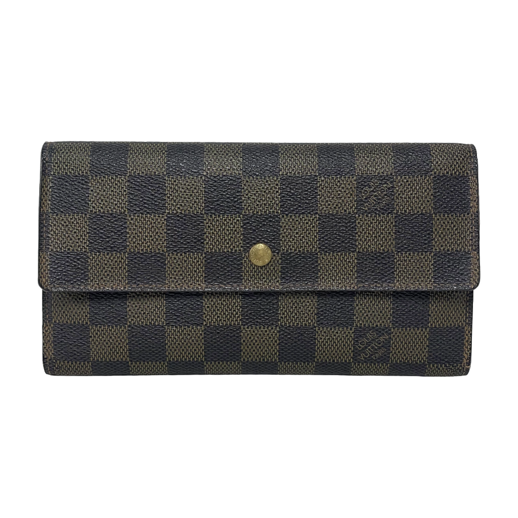 LOUIS VUITTON ルイヴィトン ダミエ エベヌ ポルトフォイユ インターナショナル 三つ折り長財布 N61217 ブラウン ユニセックス 中古