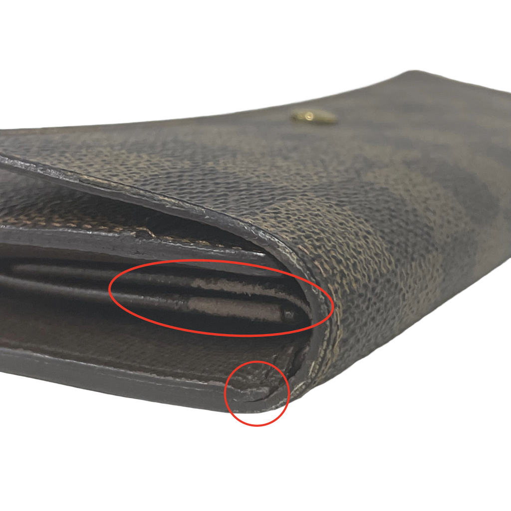LOUIS VUITTON ルイヴィトン ダミエ エベヌ ポルトフォイユ インターナショナル 三つ折り長財布 N61217 ブラウン ユニセックス 中古