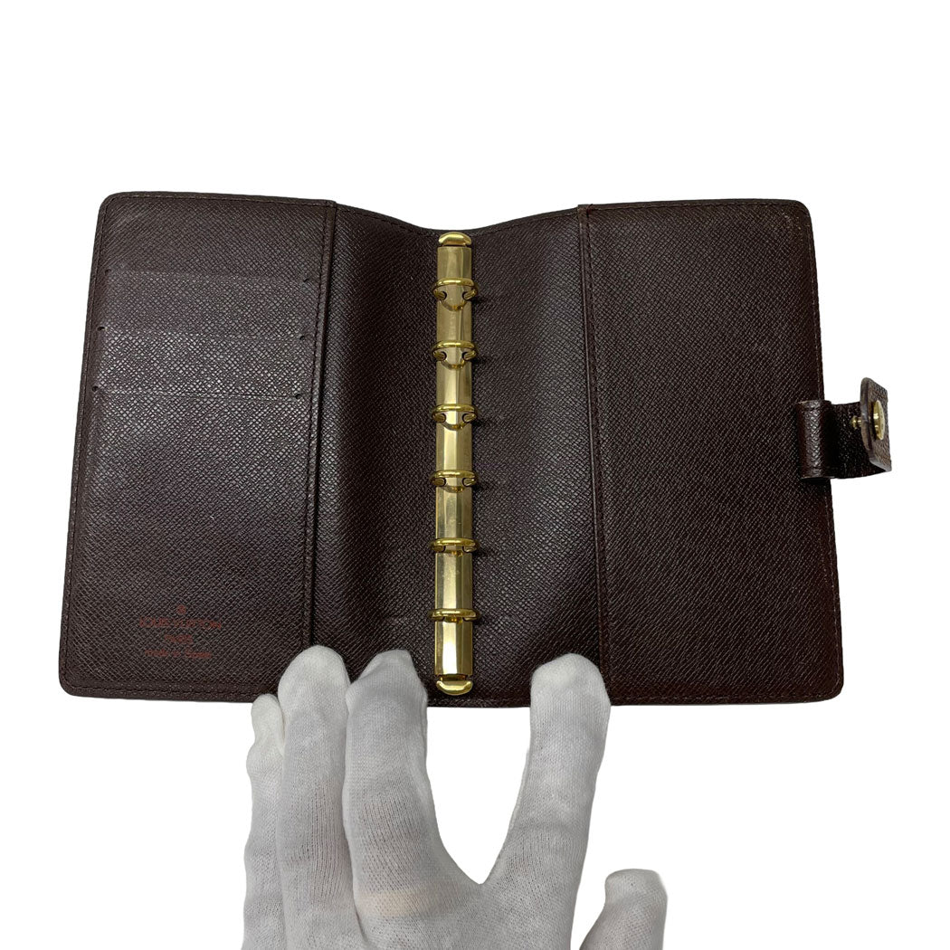 LOUIS VUITTON ルイヴィトン ダミエ アジェンダPM 手帳カバー システム手帳 6穴 R20700 ブラウン 中古