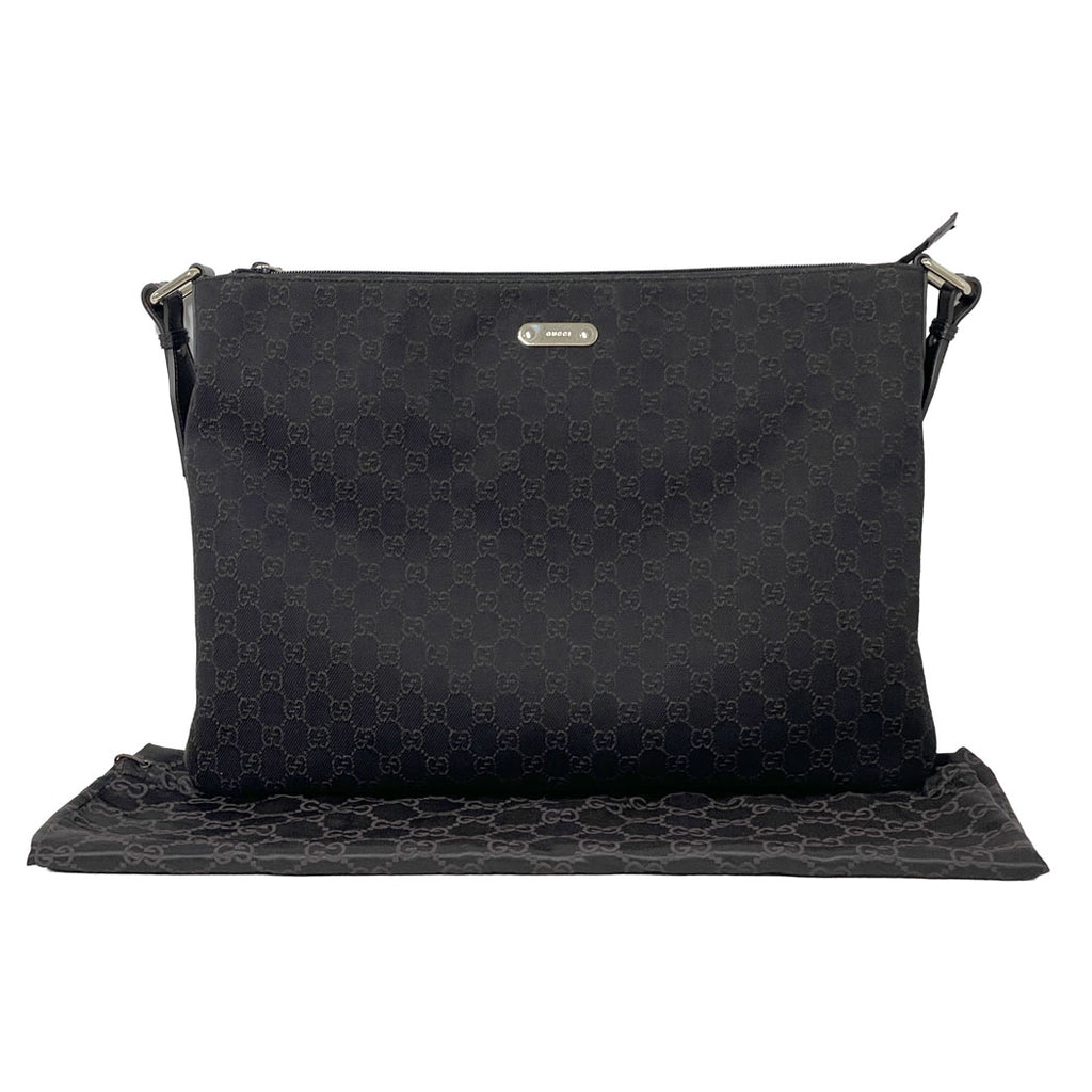 GUCCI グッチ GGキャンバス ショルダーバッグ 190628 ブラック キャンバス×レザー 斜め掛け ユニセックス 中古