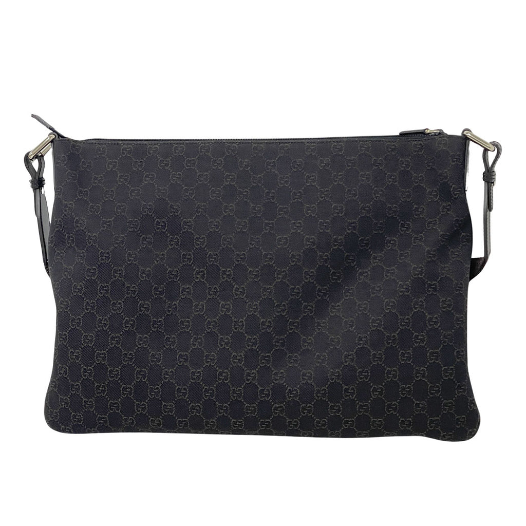 GUCCI グッチ GGキャンバス ショルダーバッグ 190628 ブラック キャンバス×レザー 斜め掛け ユニセックス 中古