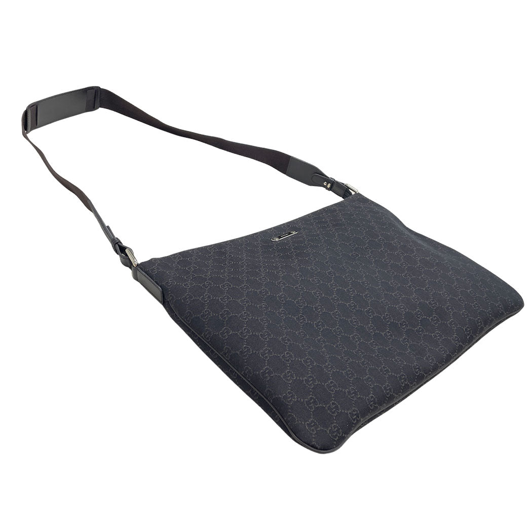 GUCCI グッチ GGキャンバス ショルダーバッグ 190628 ブラック キャンバス×レザー 斜め掛け ユニセックス 中古