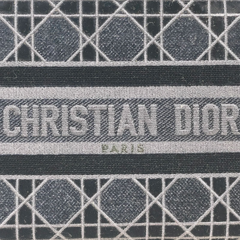 DIOR ディオール レディ ディーライト ミディアム カナージュ ベルベット ネイビー ハンドバッグ トートバッグ レディース 中古