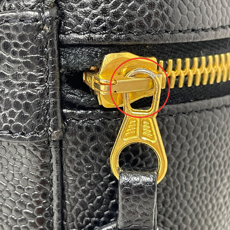 CHANEL シャネル ココマーク キャビアスキン 縦型 バニティバッグ ハンドバッグ 化粧ポーチ ブラック ゴールド金具 レディース 中古