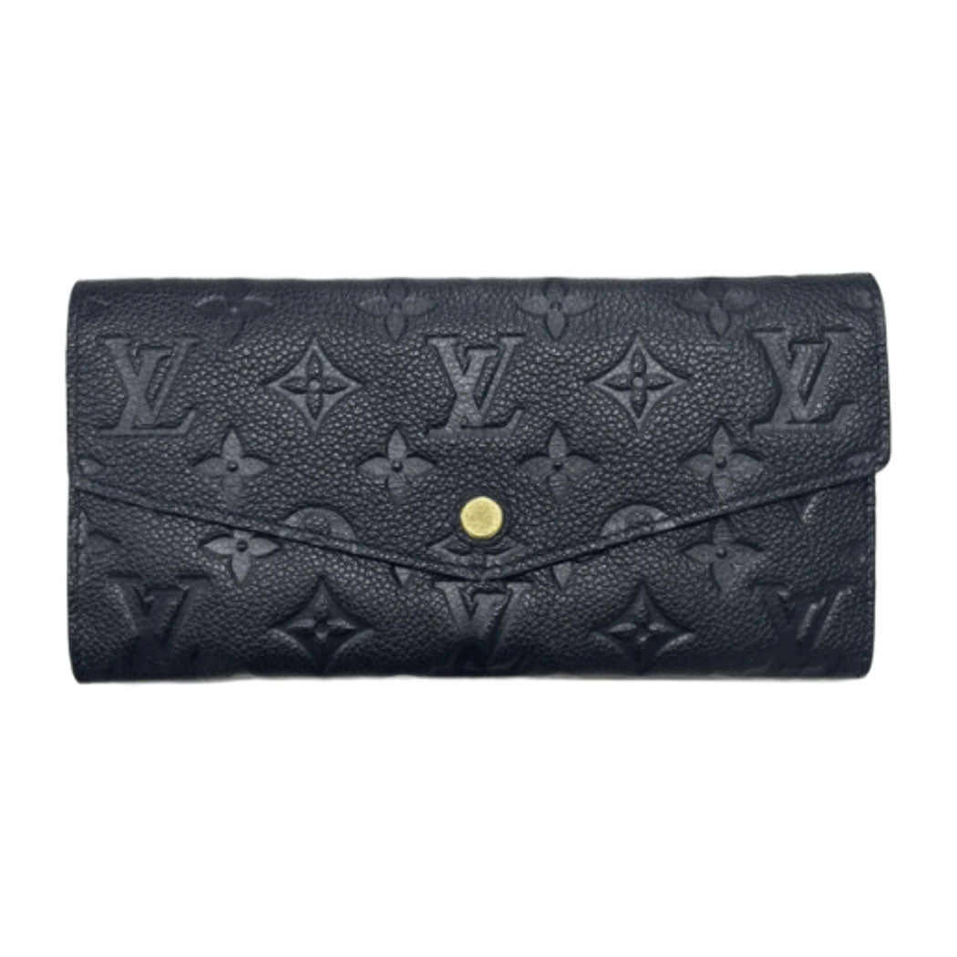 LOUIS VUITTON ルイヴィトン モノグラム アンプラント ポルトフォイユ エミリー M60490 長財布 ネイビー ゴールド金具 レザー レディース 中古