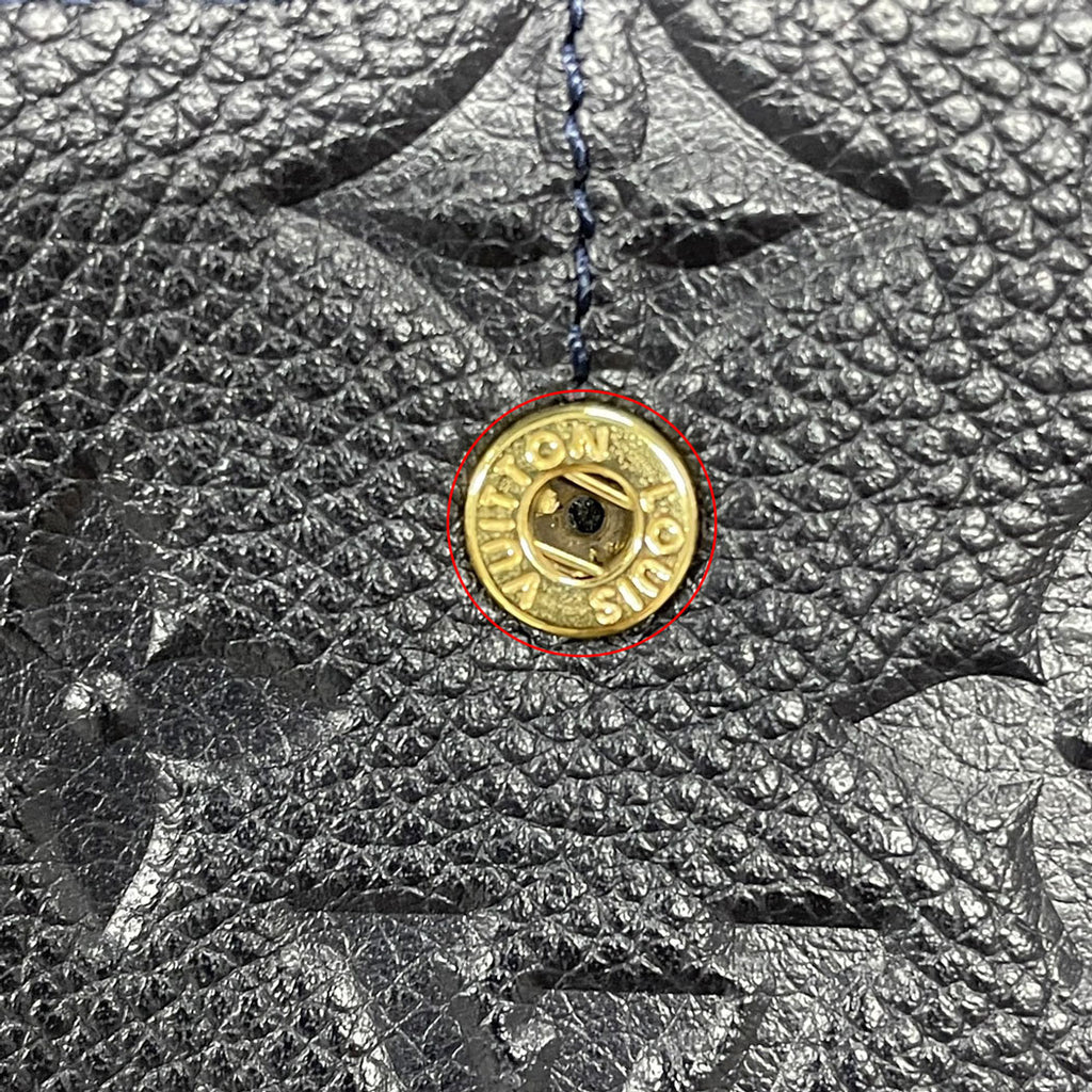 LOUIS VUITTON ルイヴィトン モノグラム アンプラント ポルトフォイユ エミリー M60490 長財布 ネイビー ゴールド金具 レザー レディース 中古