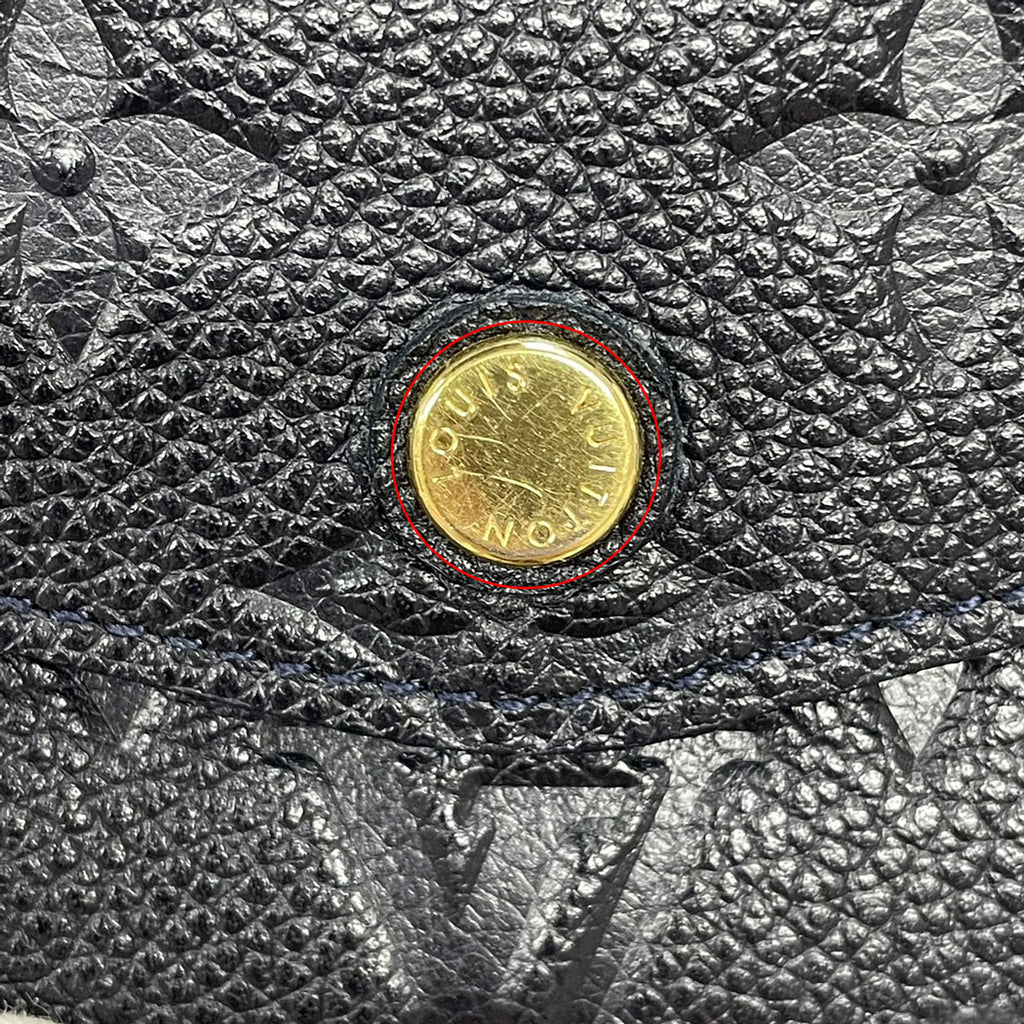 LOUIS VUITTON ルイヴィトン モノグラム アンプラント ポルトフォイユ エミリー M60490 長財布 ネイビー ゴールド金具 レザー レディース 中古
