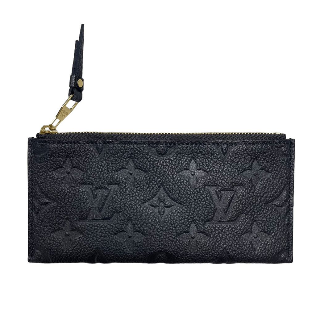 LOUIS VUITTON ルイヴィトン モノグラム アンプラント ポルトフォイユ エミリー M60490 長財布 ネイビー ゴールド金具 レザー レディース 中古