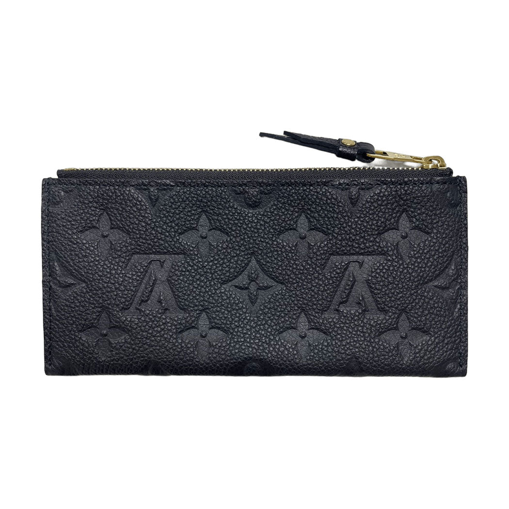 LOUIS VUITTON ルイヴィトン モノグラム アンプラント ポルトフォイユ エミリー M60490 長財布 ネイビー ゴールド金具 レザー レディース 中古