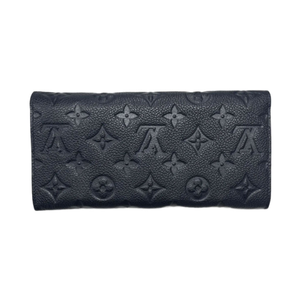 LOUIS VUITTON ルイヴィトン モノグラム アンプラント ポルトフォイユ エミリー M60490 長財布 ネイビー ゴールド金具 レザー レディース 中古