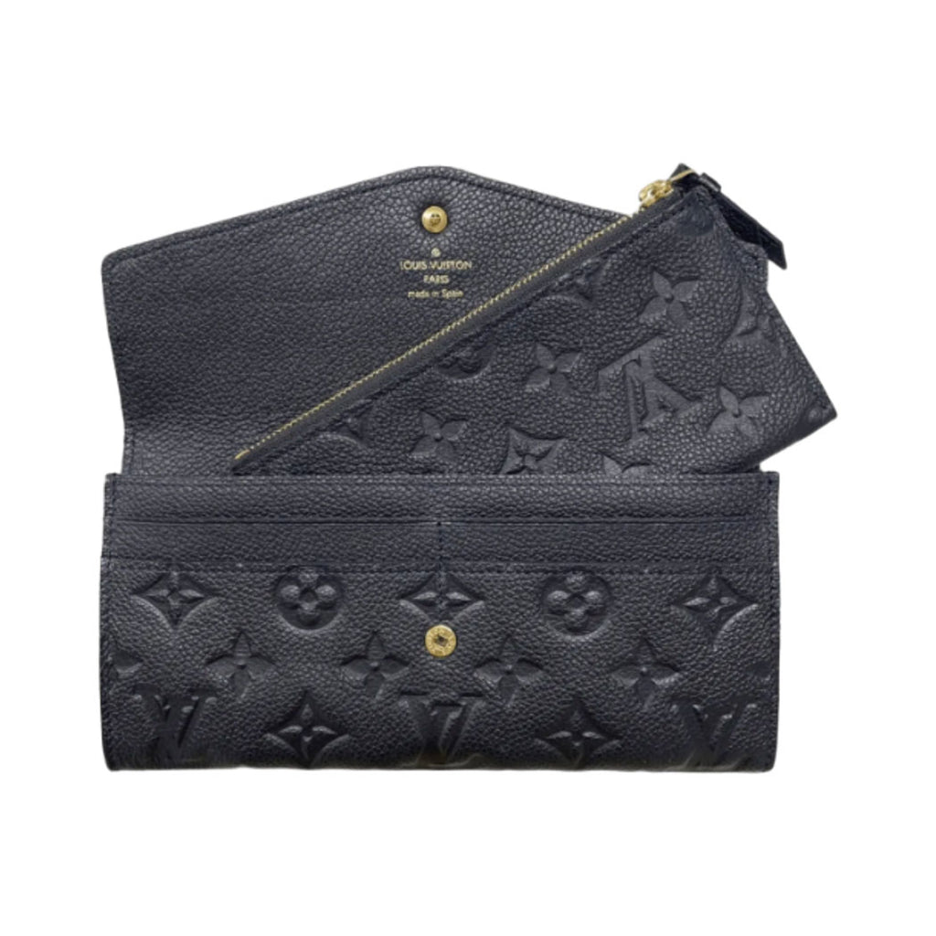 LOUIS VUITTON ルイヴィトン モノグラム アンプラント ポルトフォイユ エミリー M60490 長財布 ネイビー ゴールド金具 レザー レディース 中古