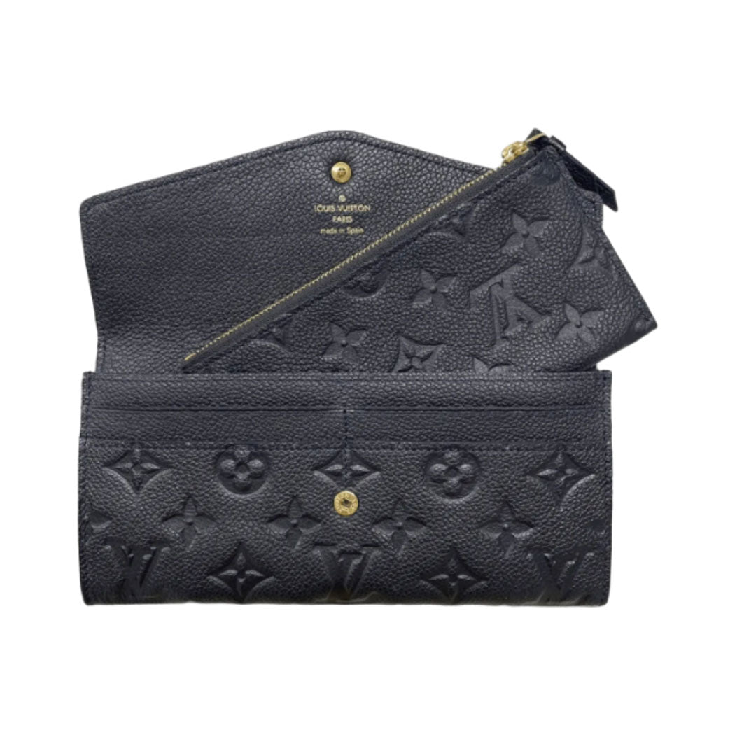 LOUIS VUITTON ルイヴィトン モノグラム アンプラント ポルトフォイユ エミリー M60490 長財布 ネイビー ゴールド金具 レザー レディース 中古