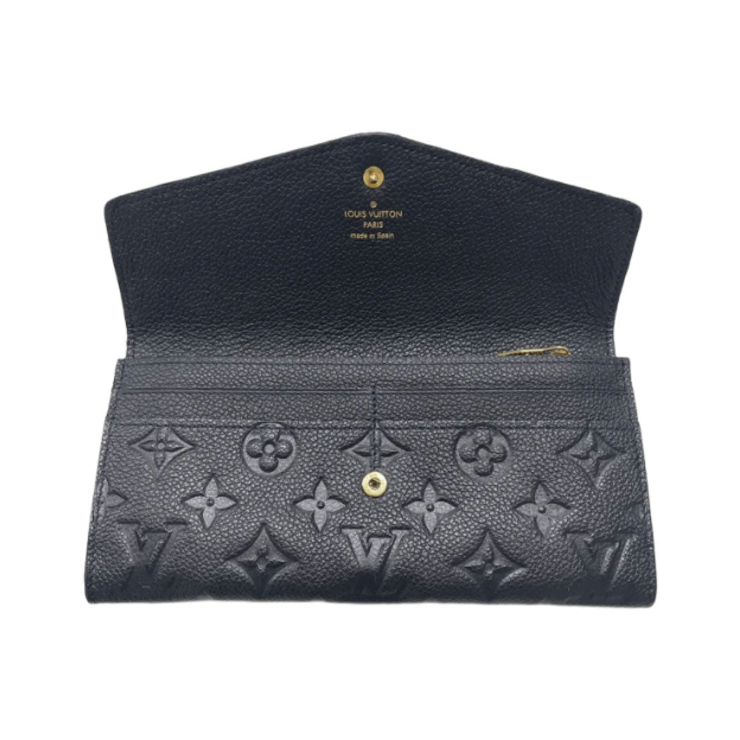 LOUIS VUITTON ルイヴィトン モノグラム アンプラント ポルトフォイユ エミリー M60490 長財布 ネイビー ゴールド金具 レザー レディース 中古