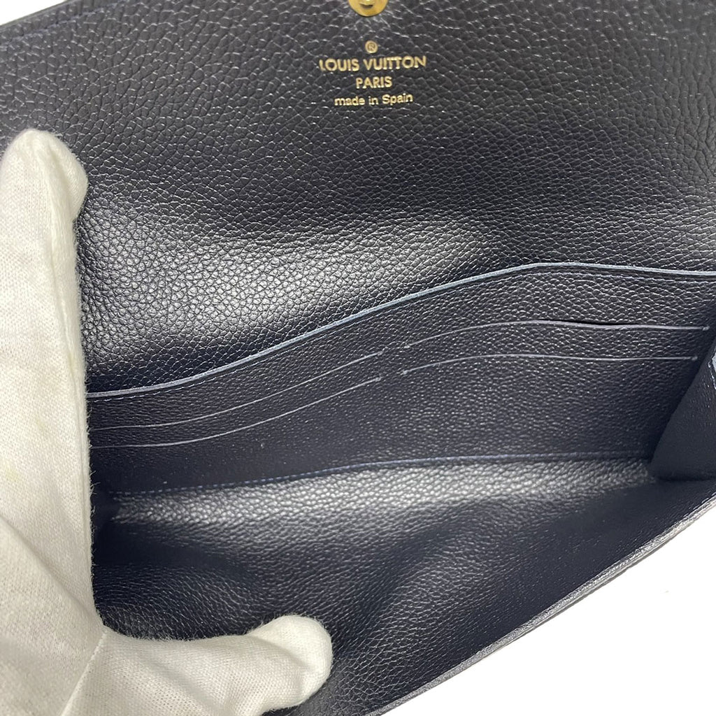 LOUIS VUITTON ルイヴィトン モノグラム アンプラント ポルトフォイユ エミリー M60490 長財布 ネイビー ゴールド金具 レザー レディース 中古