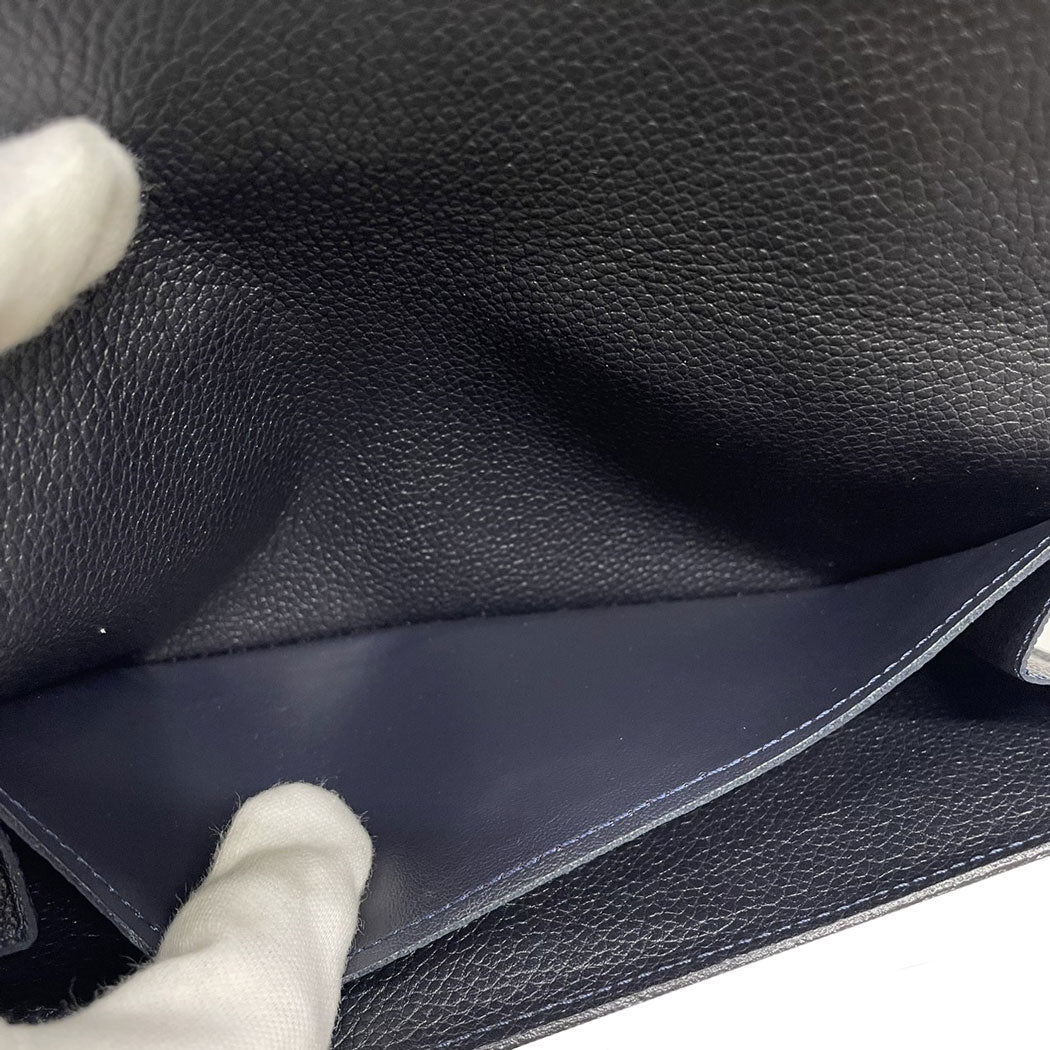 LOUIS VUITTON ルイヴィトン モノグラム アンプラント ポルトフォイユ エミリー M60490 長財布 ネイビー ゴールド金具 レザー レディース 中古