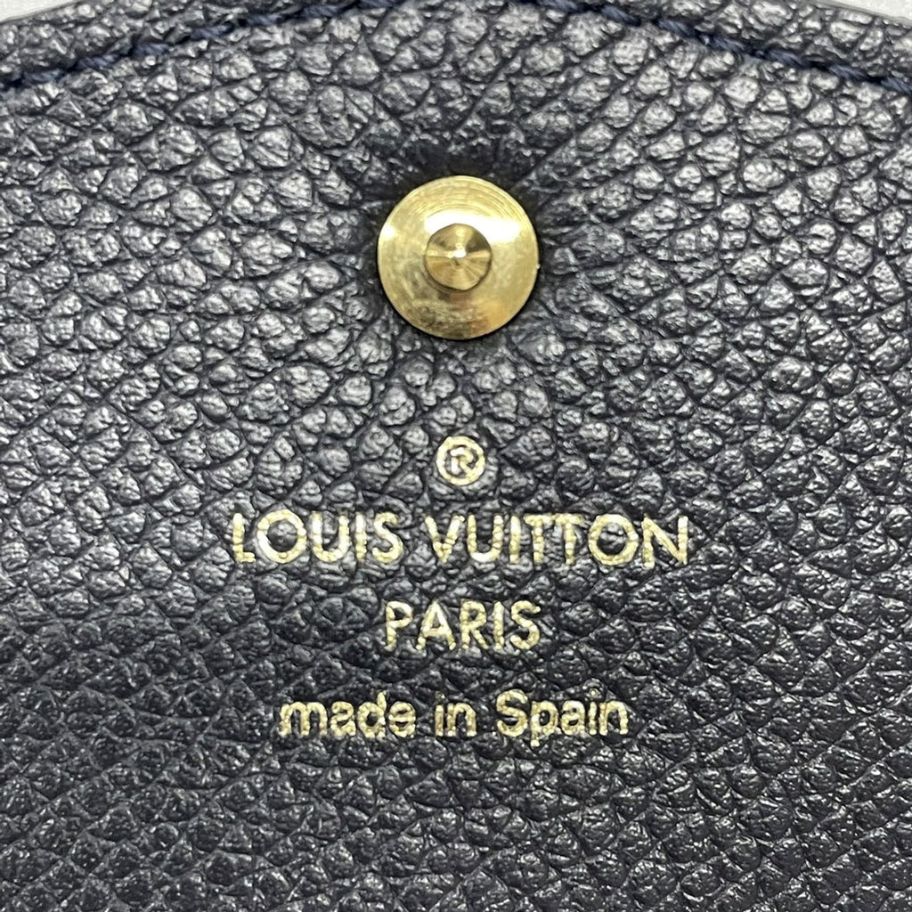 LOUIS VUITTON ルイヴィトン モノグラム アンプラント ポルトフォイユ エミリー M60490 長財布 ネイビー ゴールド金具 レザー レディース 中古