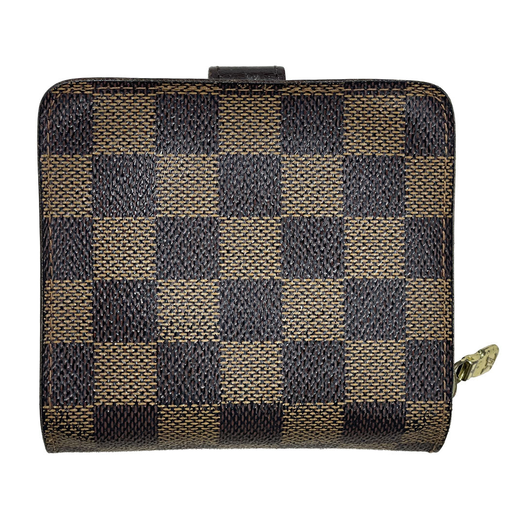 LOUIS VUITTON ルイヴィトン ダミエ キャンバス コンパクト・ジップ N61668 二つ折り財布 ラウンドファスナー ユニセックス 中古