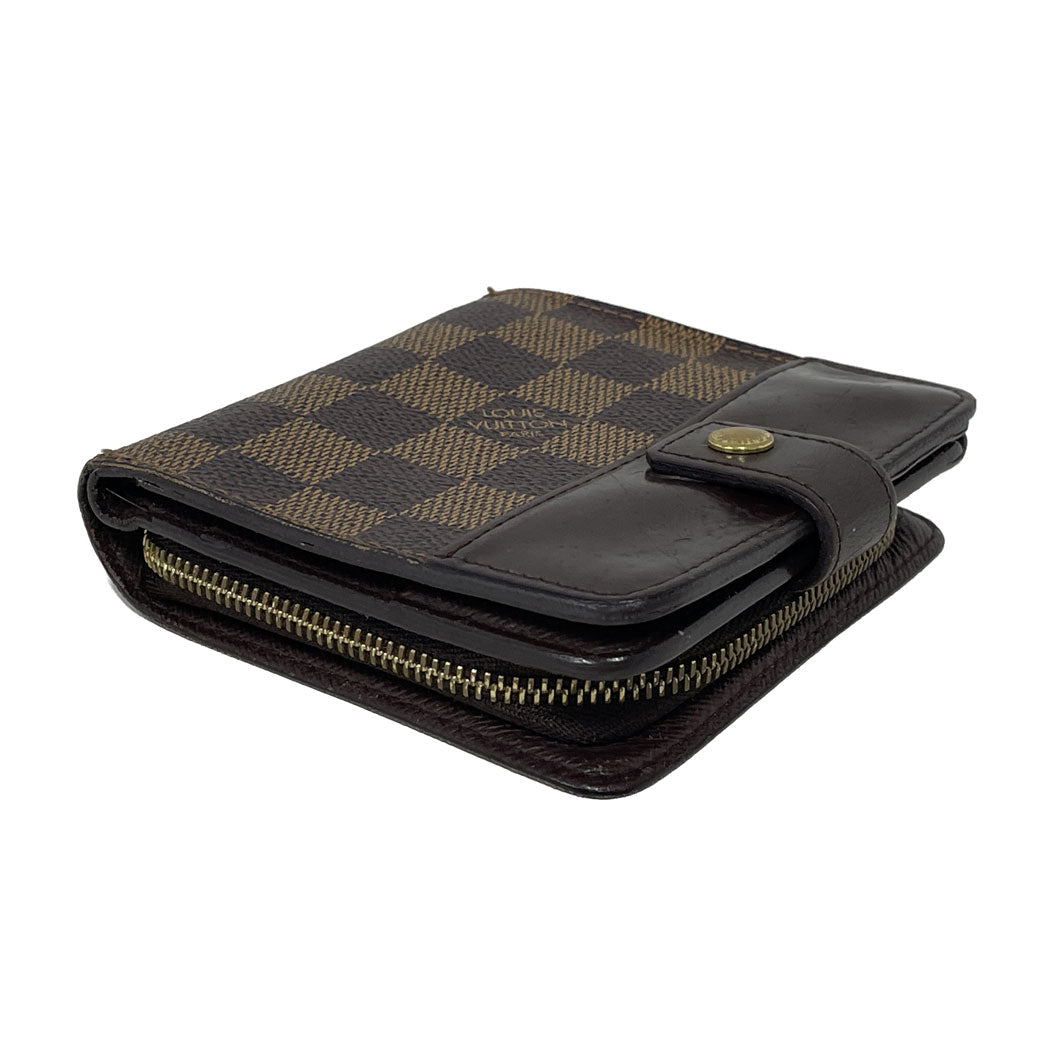 LOUIS VUITTON ルイヴィトン ダミエ キャンバス コンパクト・ジップ N61668 二つ折り財布 ラウンドファスナー ユニセックス 中古