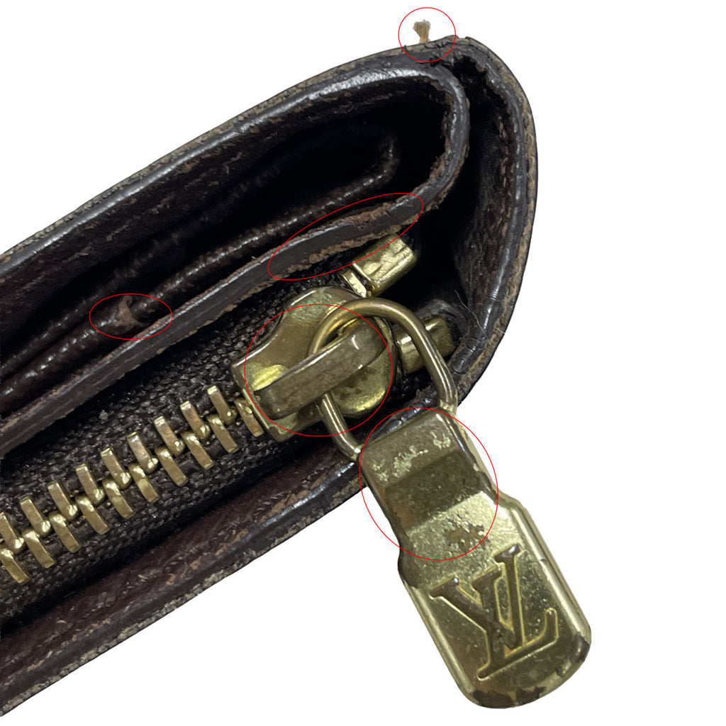 LOUIS VUITTON ルイヴィトン ダミエ キャンバス コンパクト・ジップ N61668 二つ折り財布 ラウンドファスナー ユニセックス 中古