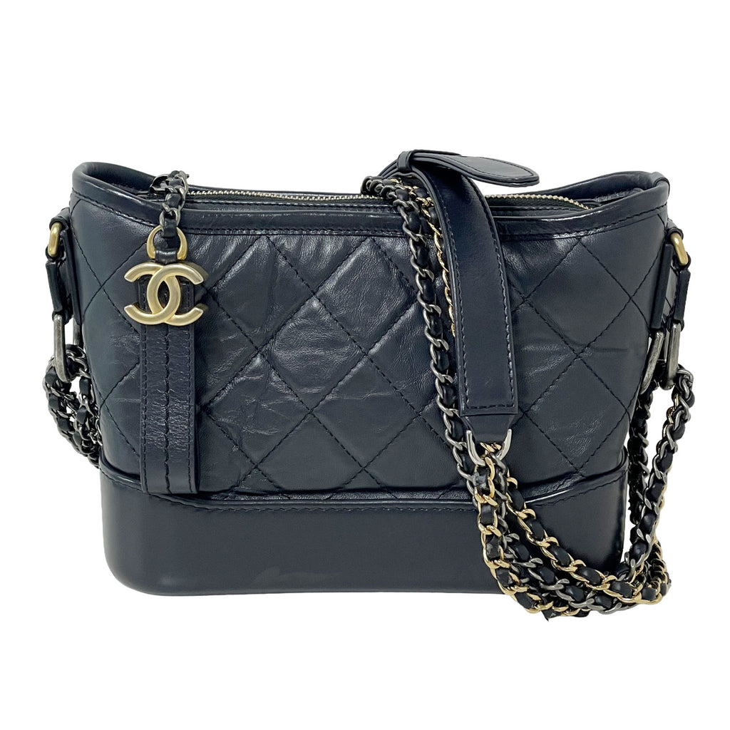 CHANEL シャネル ガブリエル ドゥ シャネル マトラッセ レザー チェーンショルダーバッグ ブラック レディース 中