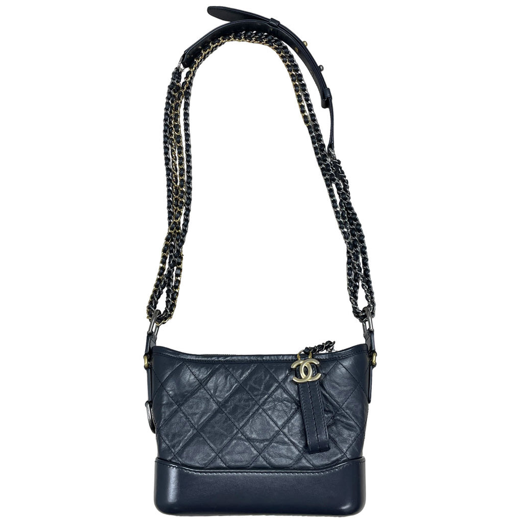 CHANEL シャネル ガブリエル ドゥ シャネル マトラッセ レザー チェーンショルダーバッグ ブラック レディース 中