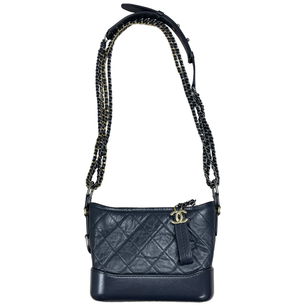 CHANEL シャネル ガブリエル ドゥ シャネル マトラッセ レザー チェーンショルダーバッグ ブラック レディース 中