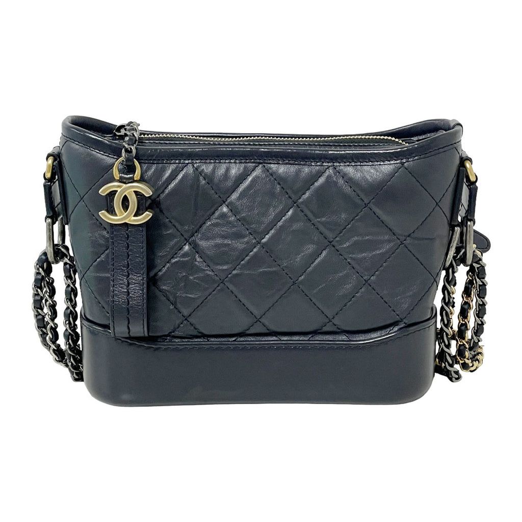 CHANEL シャネル ガブリエル ドゥ シャネル マトラッセ レザー チェーンショルダーバッグ ブラック レディース 中
