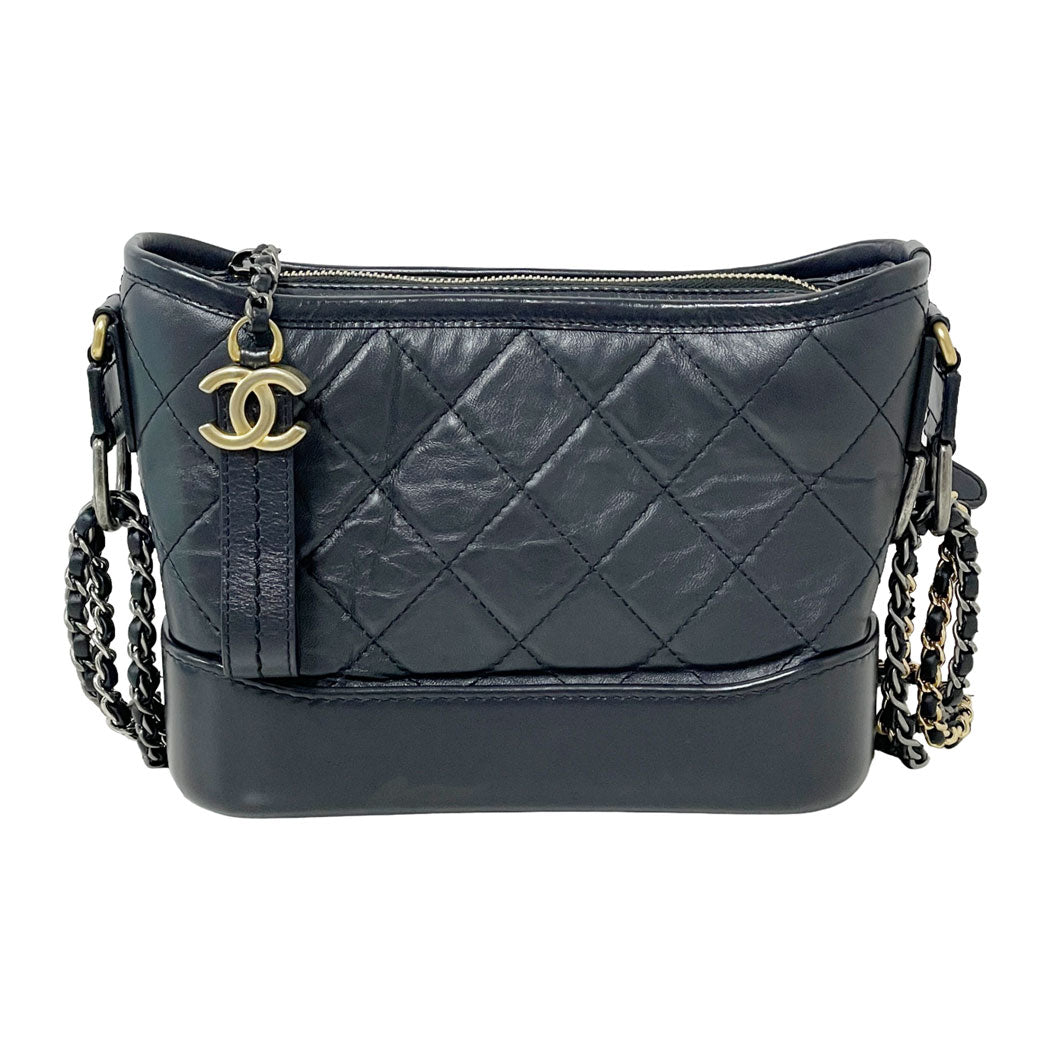 CHANEL シャネル ガブリエル ドゥ シャネル マトラッセ レザー チェーンショルダーバッグ ブラック レディース 中