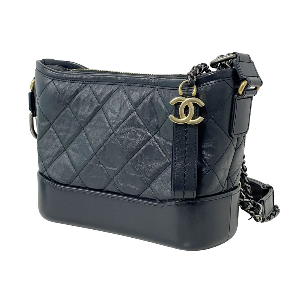 CHANEL シャネル ガブリエル ドゥ シャネル マトラッセ レザー チェーンショルダーバッグ ブラック レディース 中